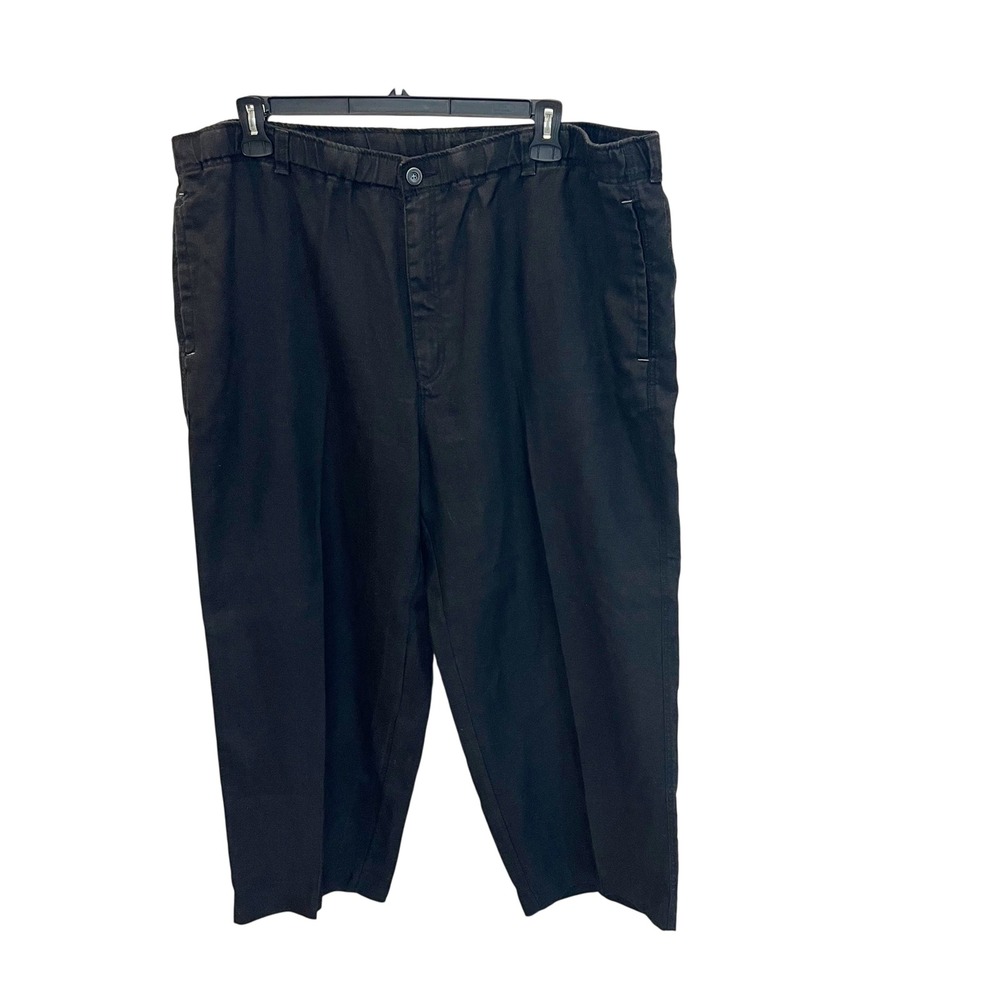 Tommy Bahama Relax Mens Black Linen Elastic Waist‎ Pants Pockets - Size 2XB
